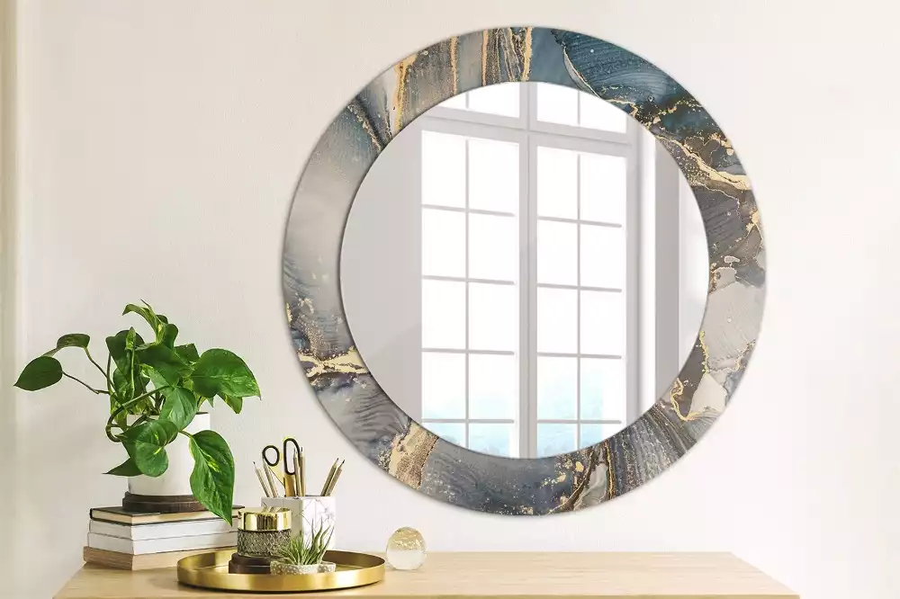 Miroir rond cadre avec impression Peintures abstraites