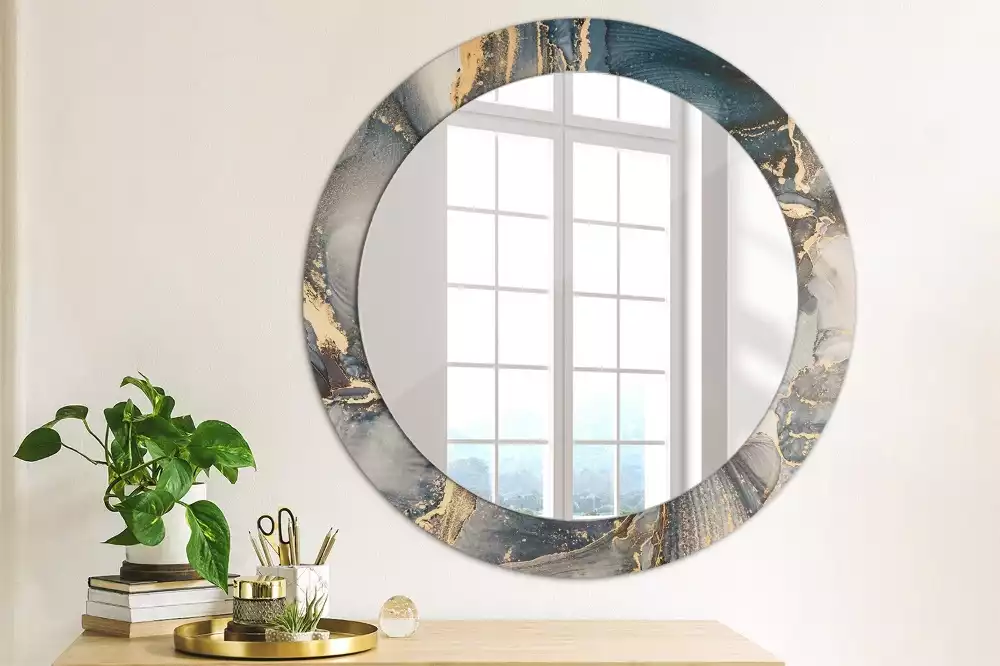 Miroir rond cadre avec impression Peintures abstraites