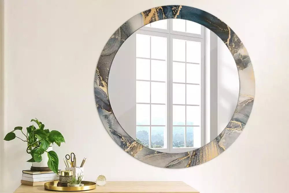 Miroir rond cadre avec impression Peintures abstraites
