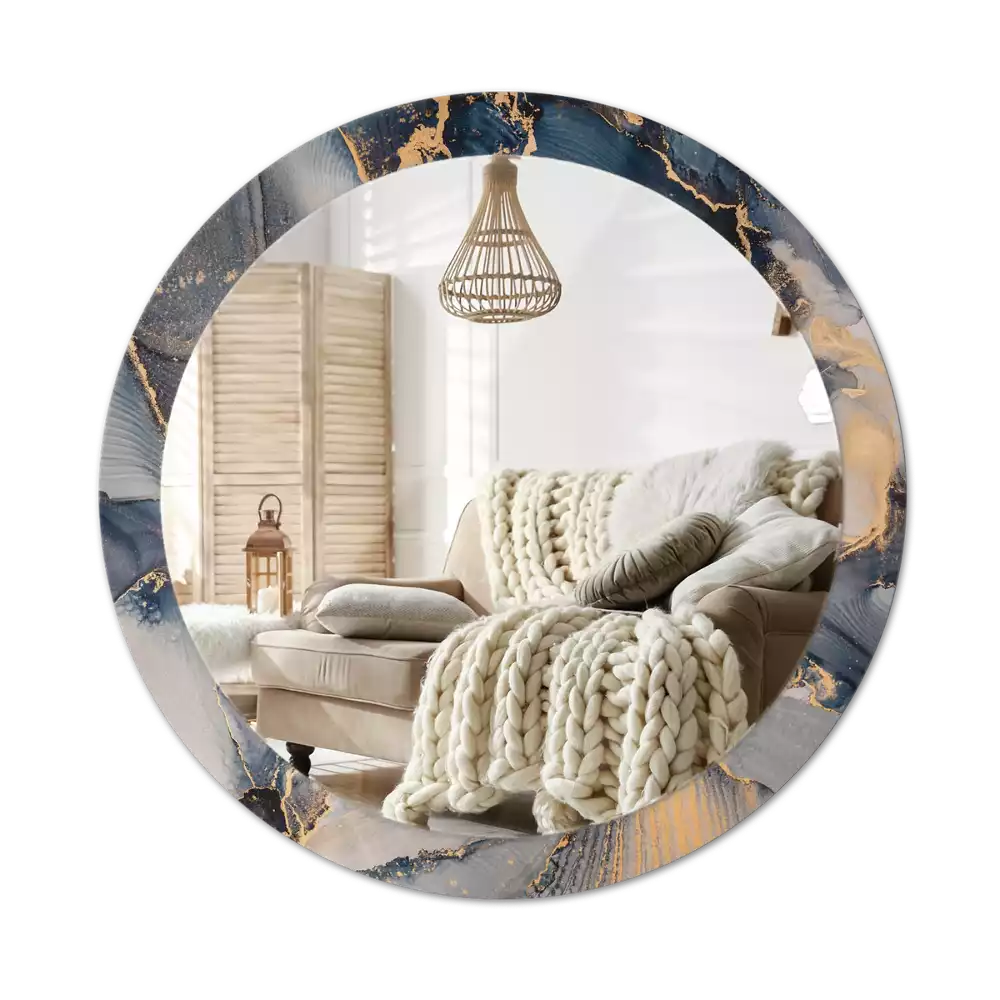 Miroir rond cadre avec impression Peintures abstraites