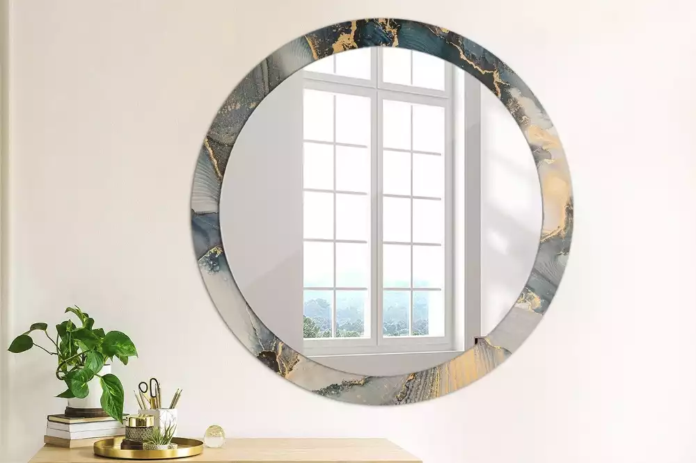 Miroir rond cadre avec impression Peintures abstraites