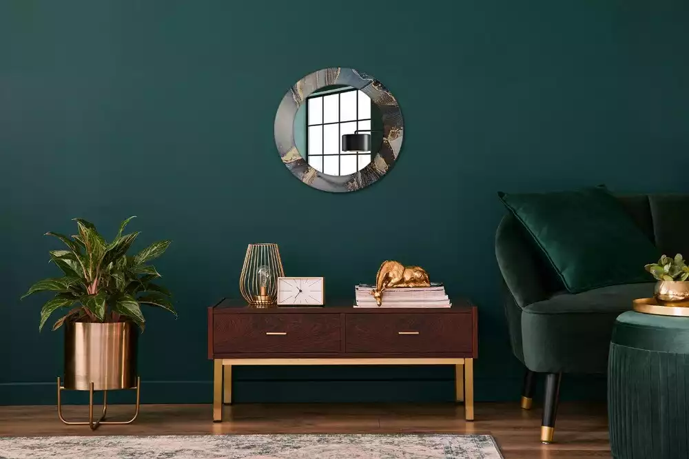 Miroir rond cadre avec impression Peintures abstraites