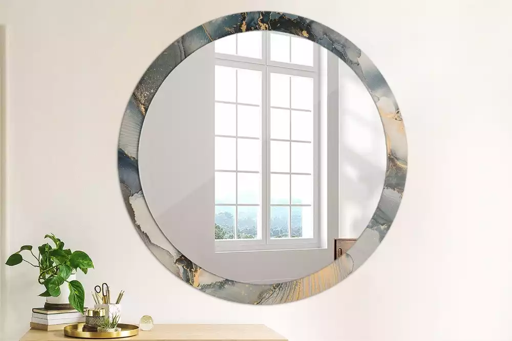 Miroir rond cadre avec impression Peintures abstraites