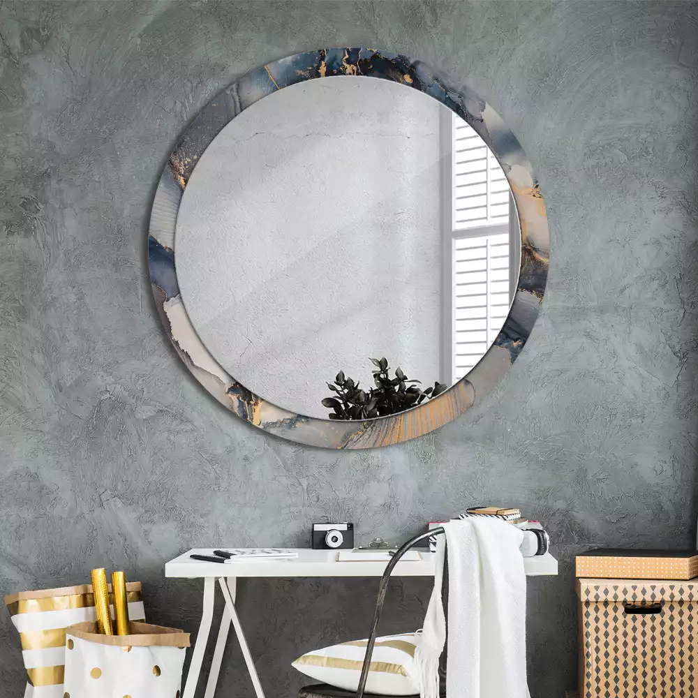 Miroir rond cadre avec impression Peintures abstraites