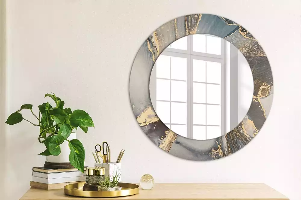 Miroir rond cadre avec impression Peintures abstraites