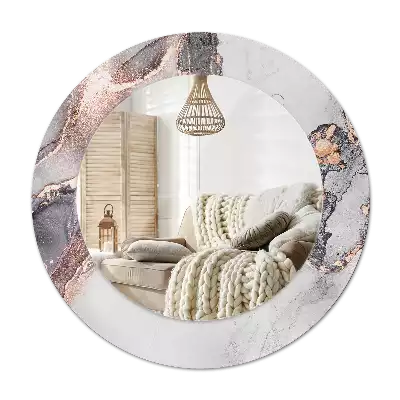 Miroir rond avec décoration Abstraction marbre