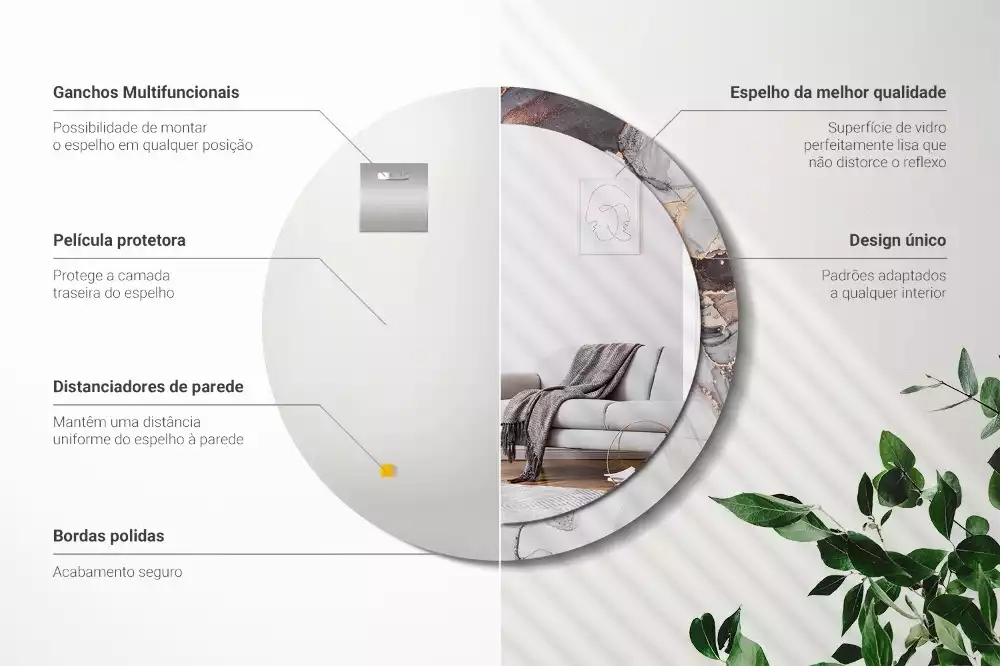 Miroir rond avec décoration Abstraction marbre