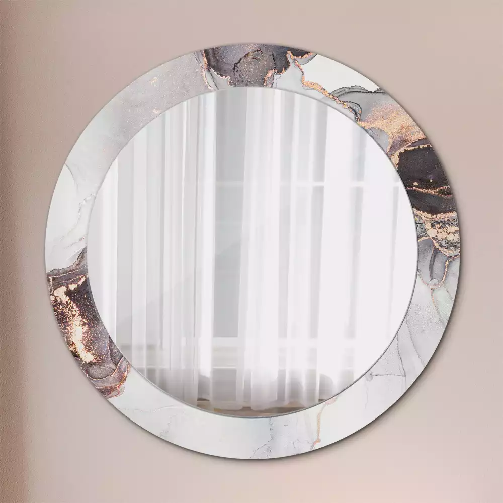 Miroir rond avec décoration Abstraction marbre