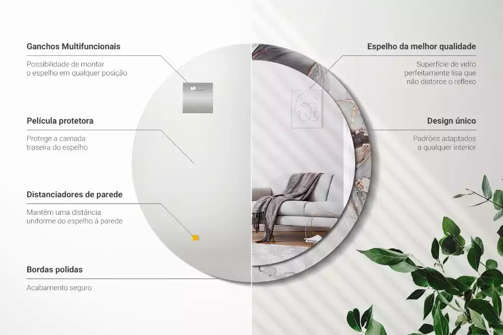 Miroir rond avec décoration Abstraction marbre