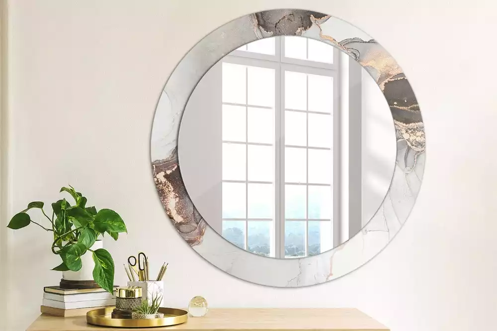 Miroir rond avec décoration Abstraction marbre