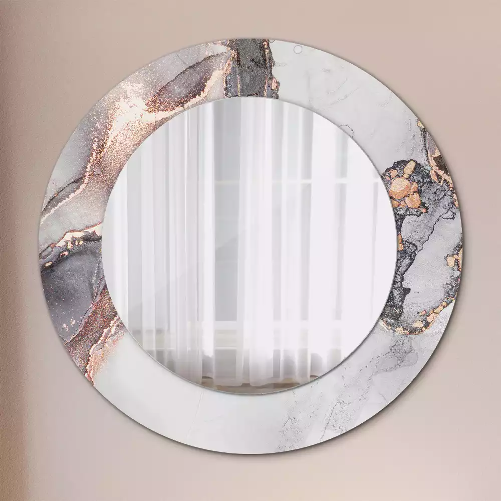 Miroir rond avec décoration Abstraction marbre