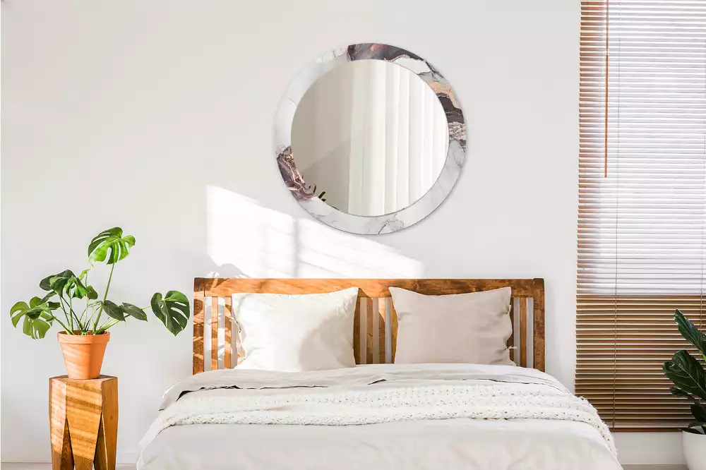 Miroir rond avec décoration Abstraction marbre