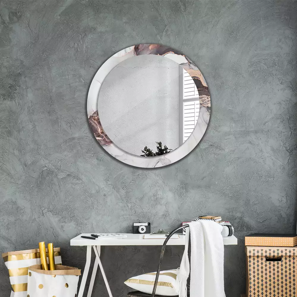 Miroir rond avec décoration Abstraction marbre