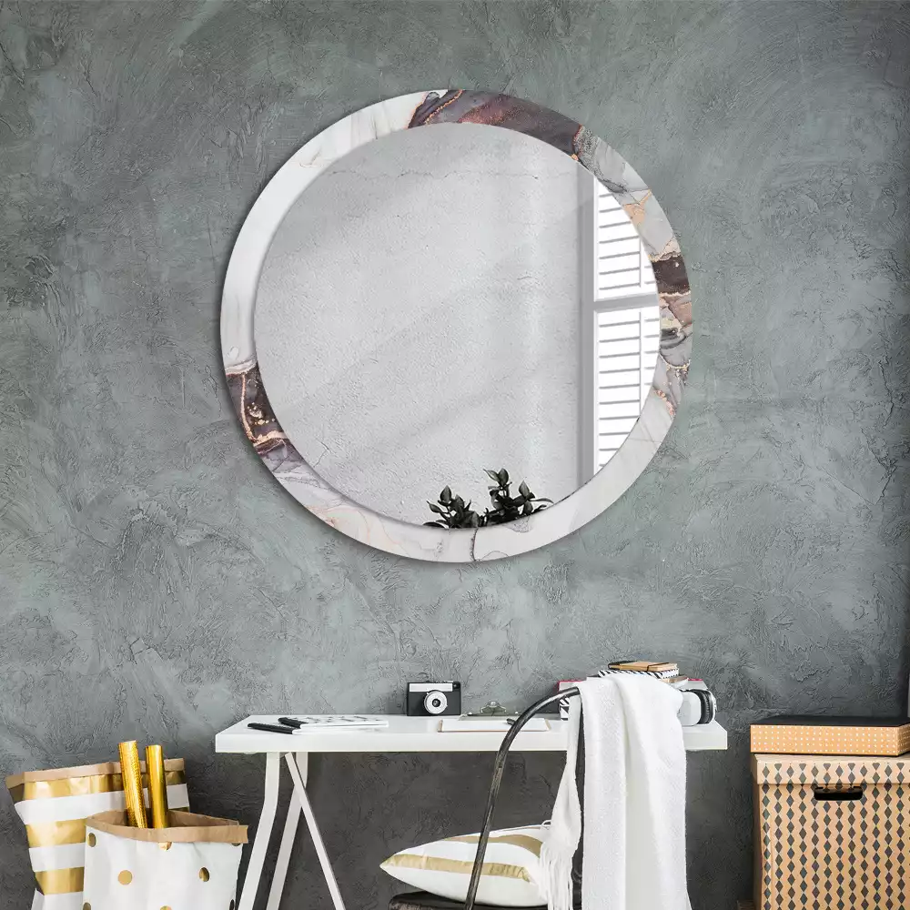 Miroir rond avec décoration Abstraction marbre