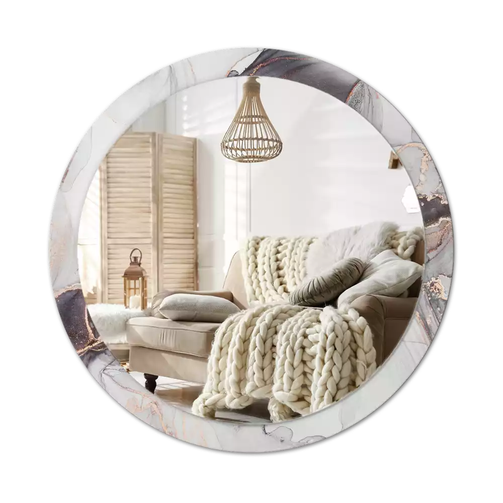 Miroir rond avec décoration Abstraction marbre