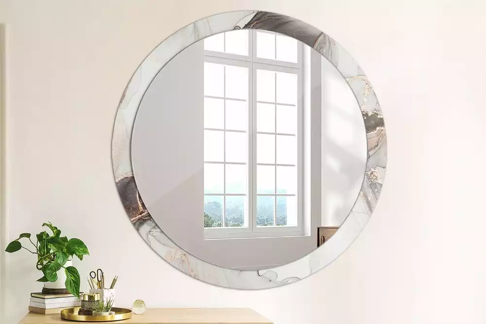 Miroir rond avec décoration Abstraction marbre