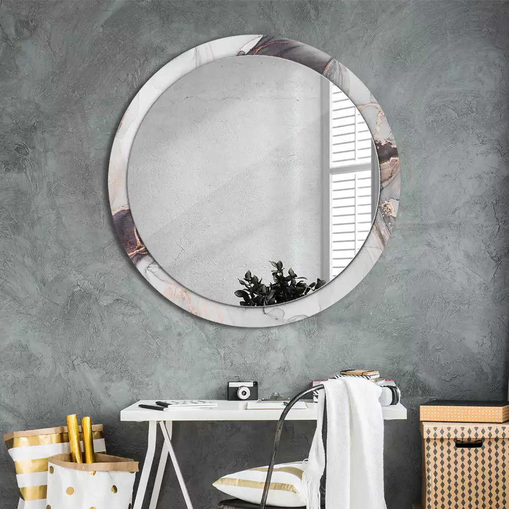 Miroir rond avec décoration Abstraction marbre