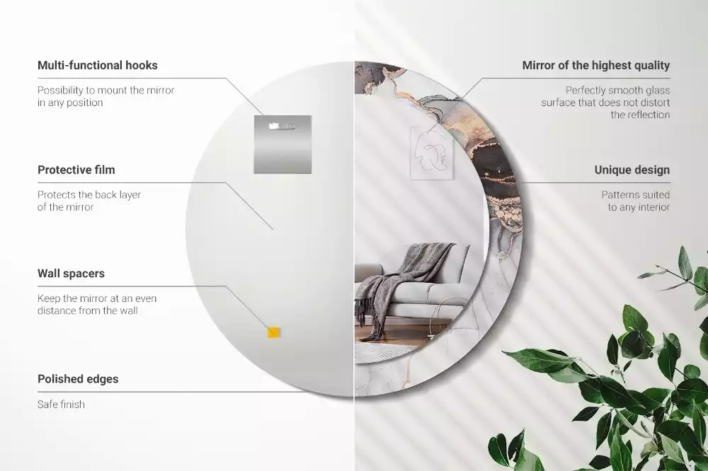 Miroir rond avec décoration Abstraction marbre