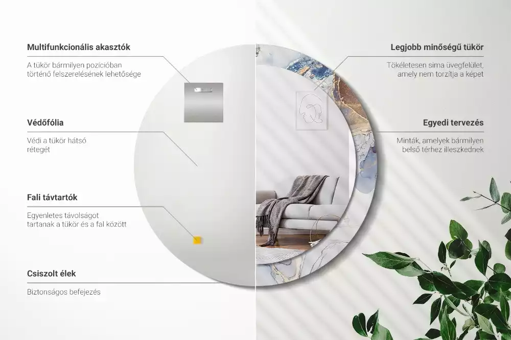 Miroir rond avec décoration Art abstrait