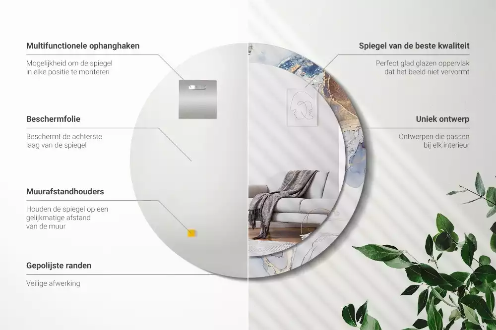 Miroir rond avec décoration Art abstrait