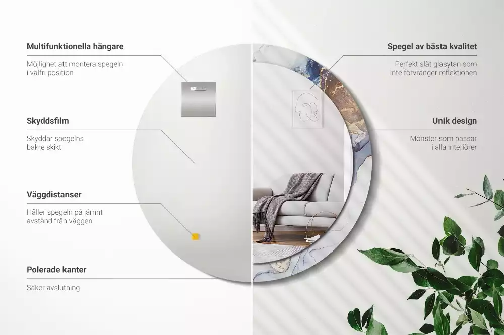 Miroir rond avec décoration Art abstrait