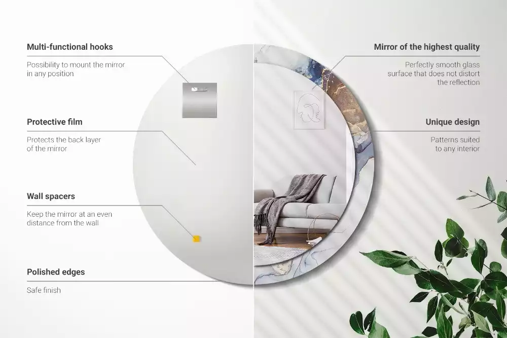 Miroir rond avec décoration Art abstrait