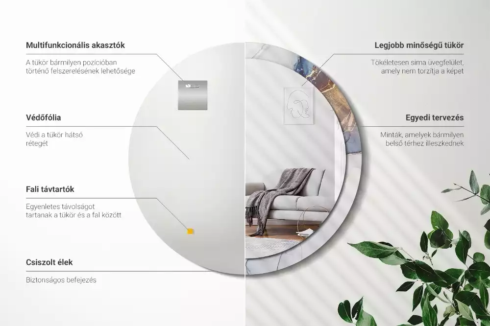 Miroir rond avec décoration Art abstrait