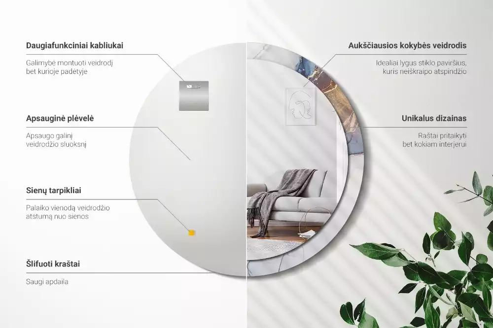 Miroir rond avec décoration Art abstrait