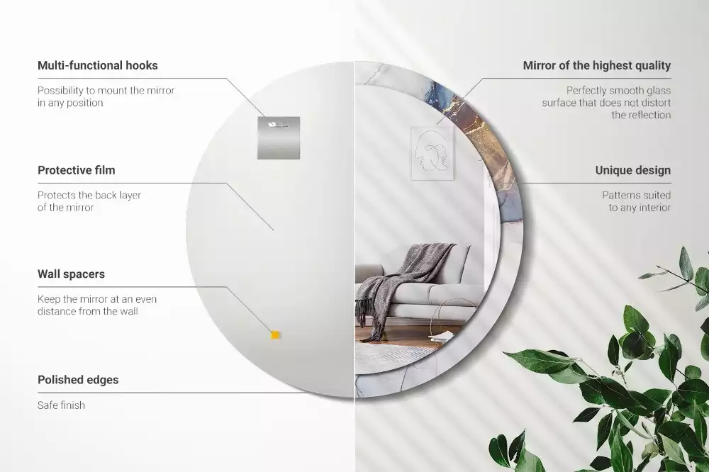 Miroir rond avec décoration Art abstrait