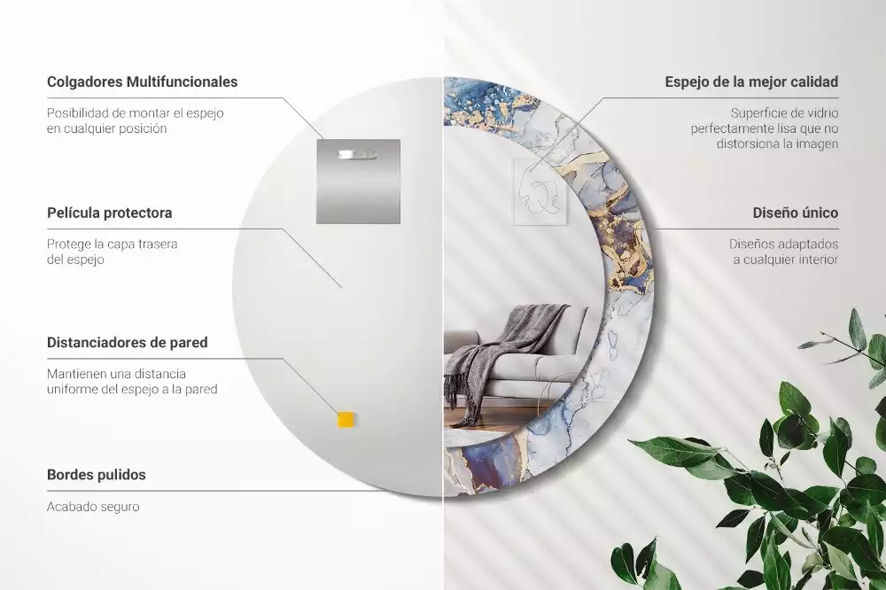 Miroir rond avec décoration Art abstrait