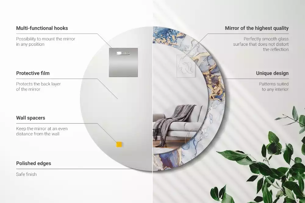 Miroir rond avec décoration Art abstrait