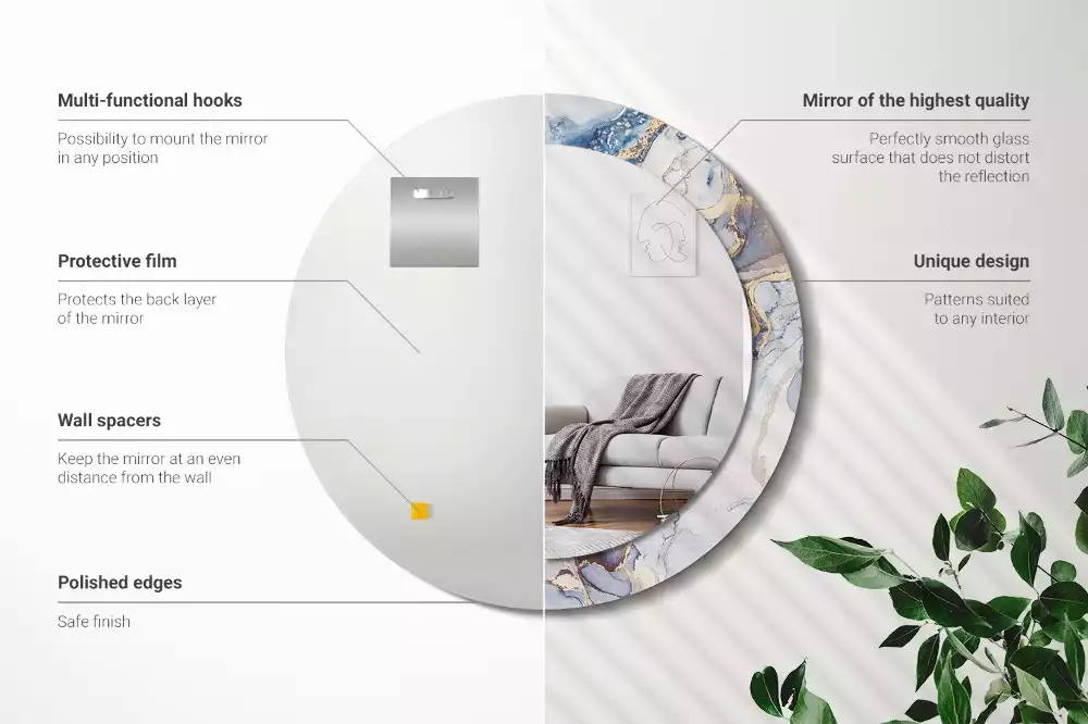 Miroir rond avec décoration Art abstrait