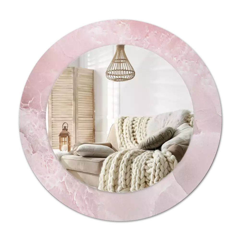 Miroir rond avec décoration Pierre rose