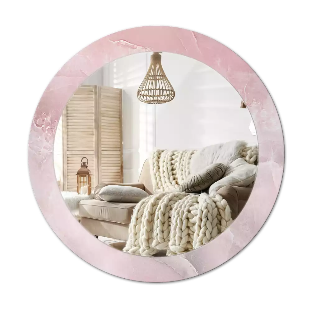Miroir rond avec décoration Pierre rose