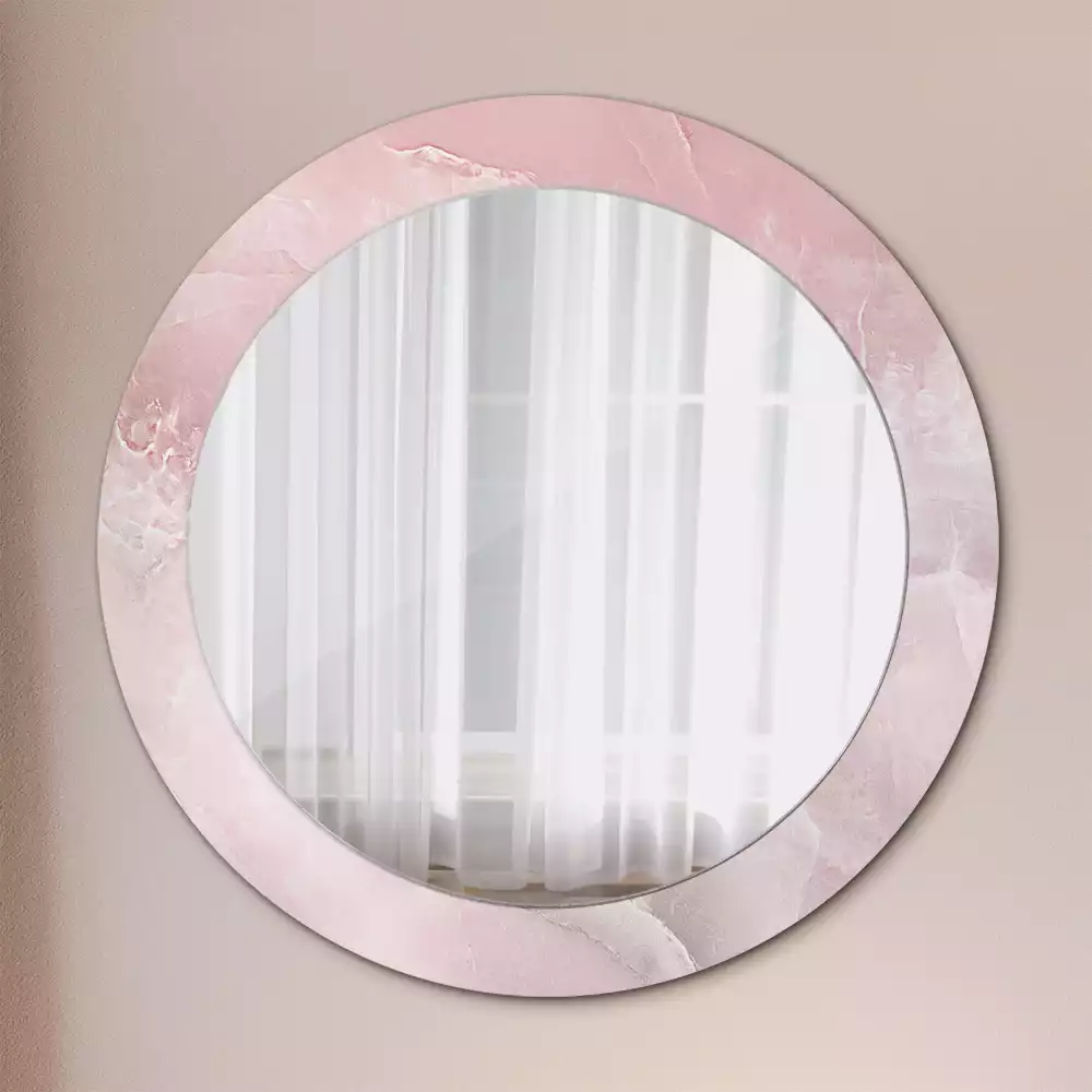 Miroir rond avec décoration Pierre rose