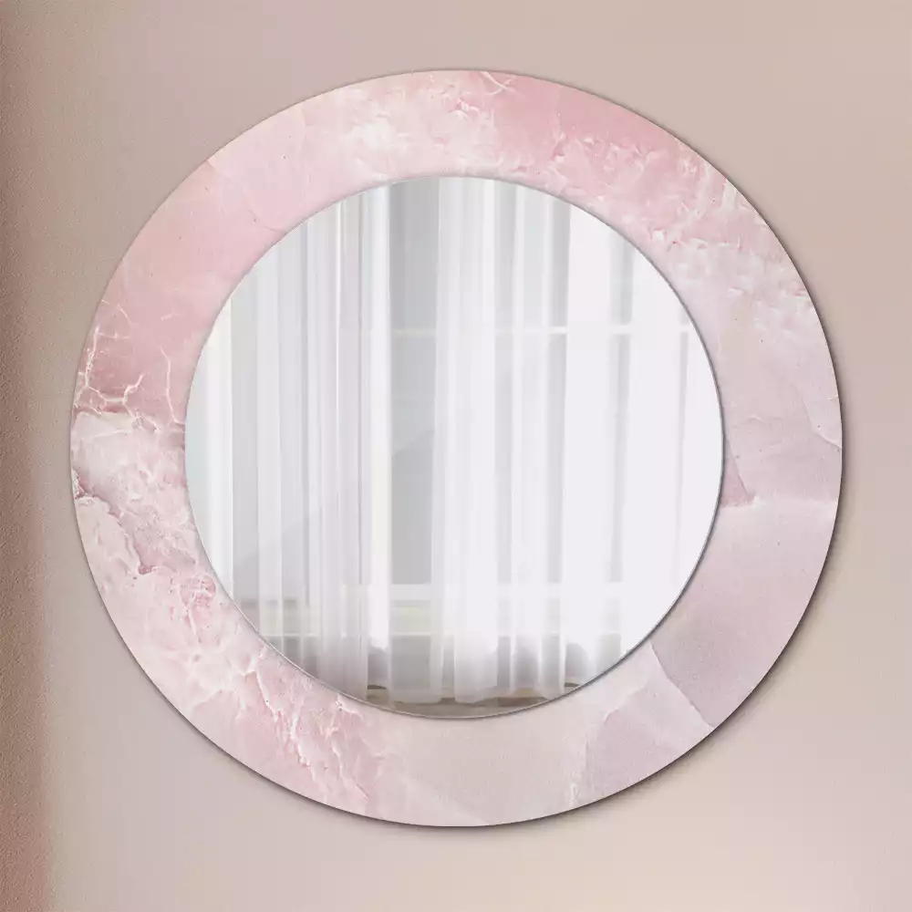 Miroir rond avec décoration Pierre rose
