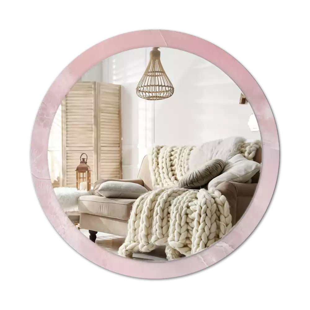 Miroir rond avec décoration Pierre rose
