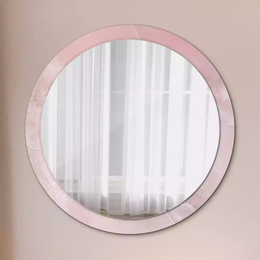 Miroir rond avec décoration Pierre rose