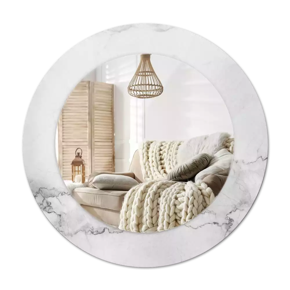 Miroir rond avec décoration Marbre blanc