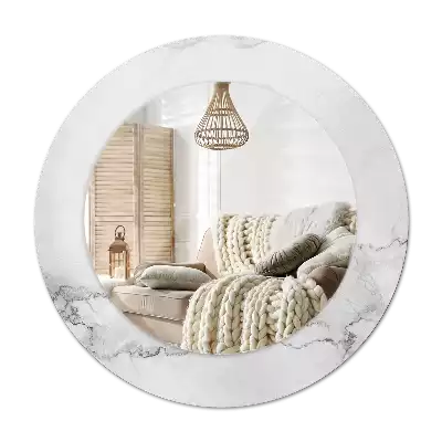 Miroir rond avec décoration Marbre blanc