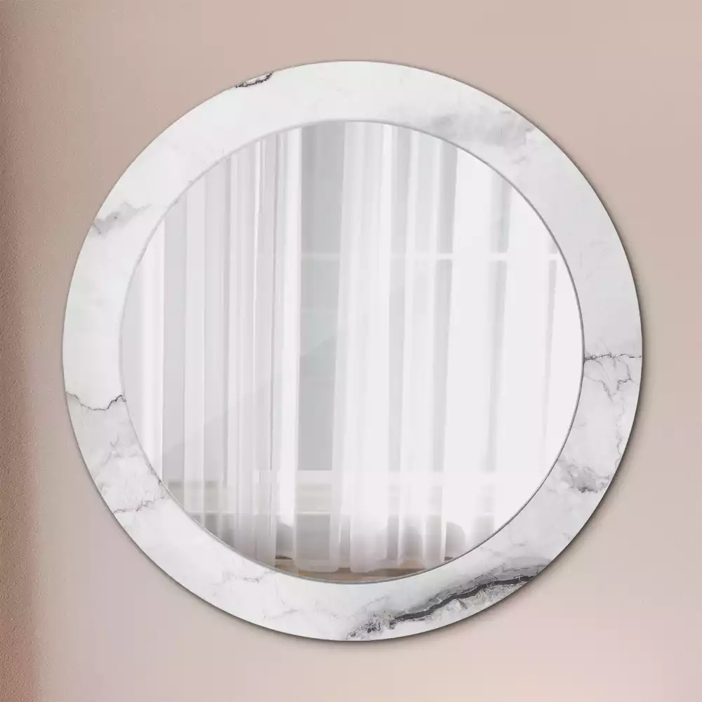 Miroir rond avec décoration Marbre blanc