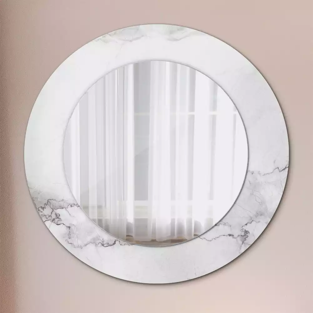 Miroir rond avec décoration Marbre blanc