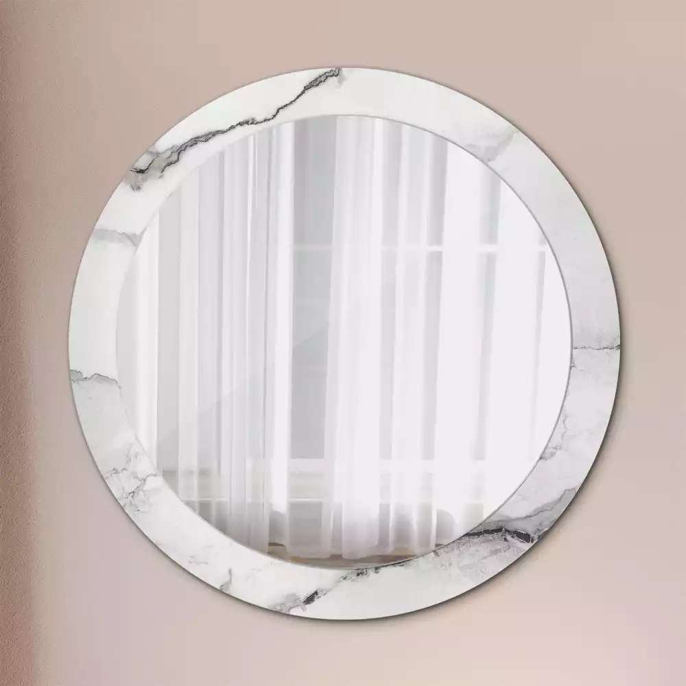 Miroir rond avec décoration Marbre blanc