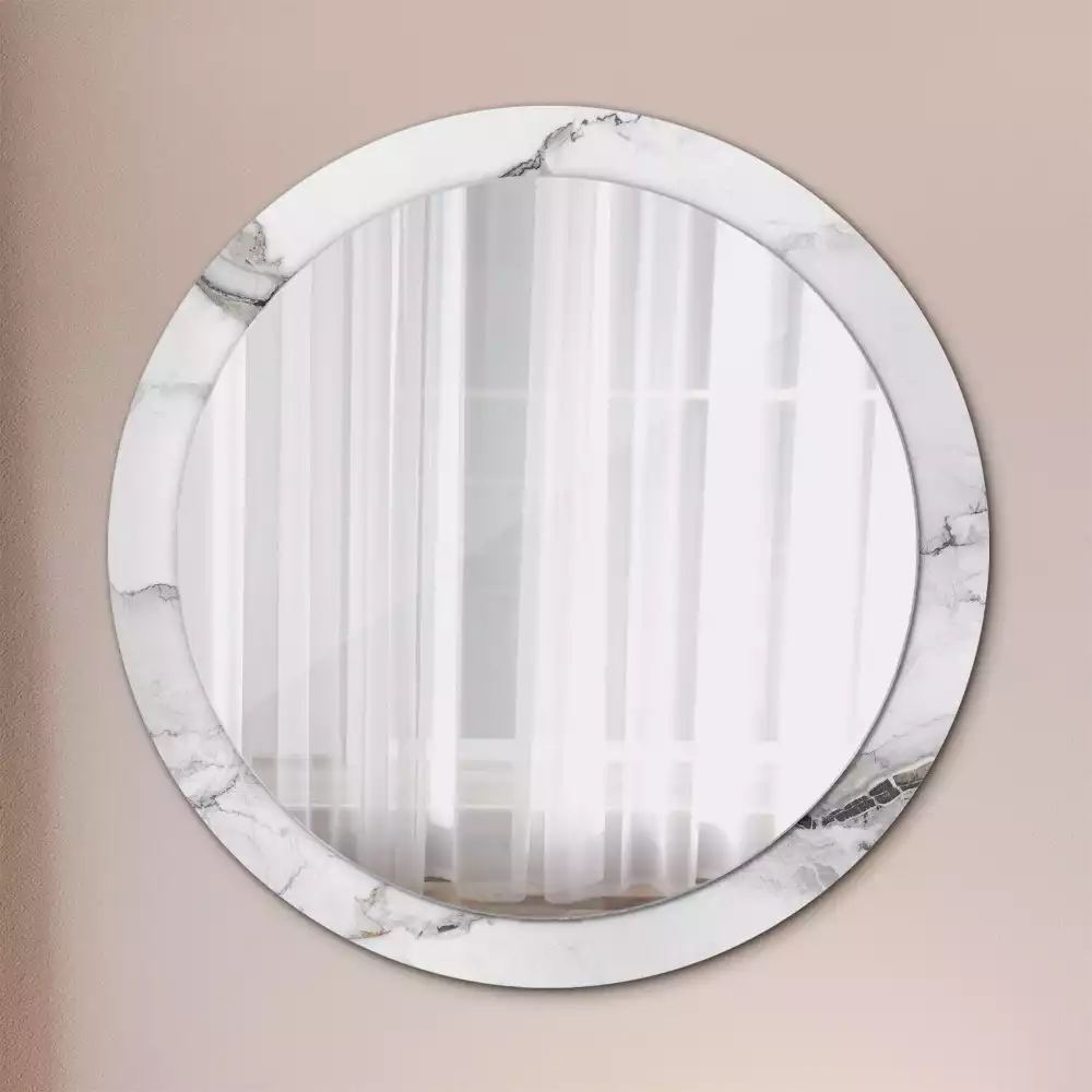Miroir rond avec décoration Marbre blanc