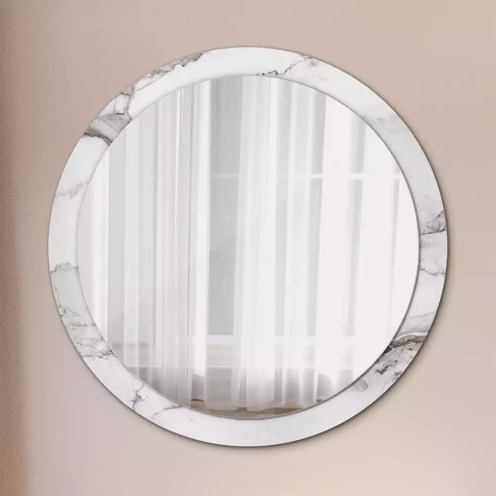 Miroir rond avec décoration Marbre blanc