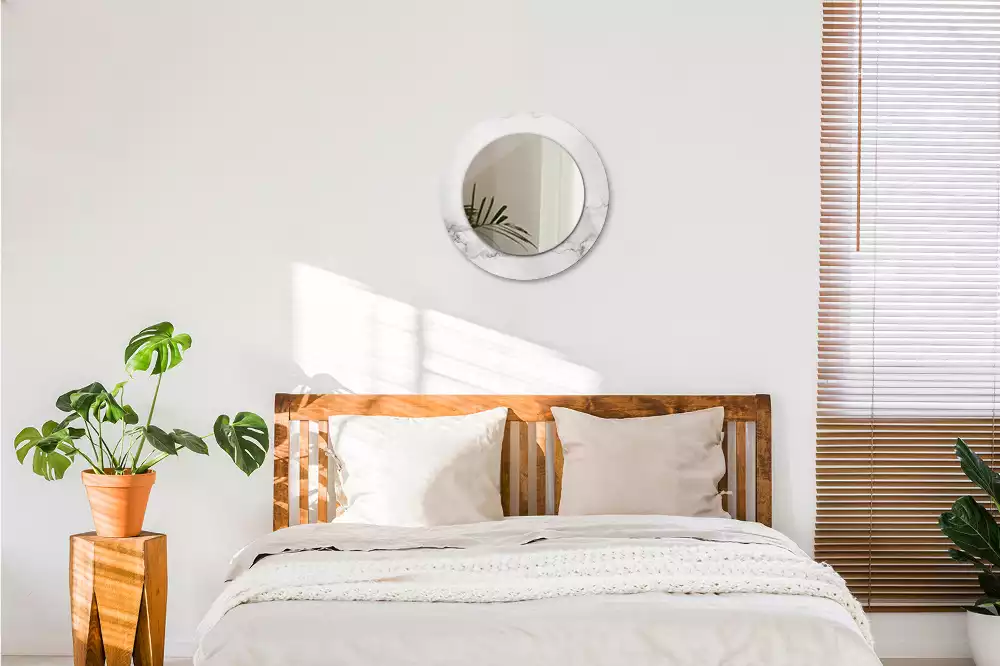 Miroir rond avec décoration Marbre blanc