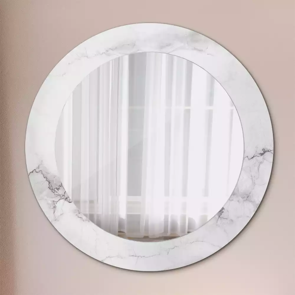 Miroir rond avec décoration Marbre blanc