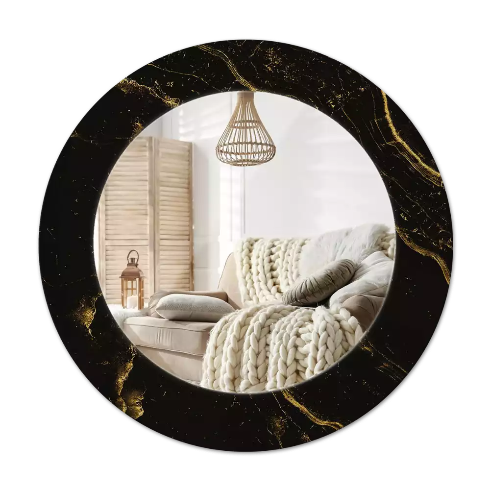 Miroir rond avec décoration Petit marbre noir