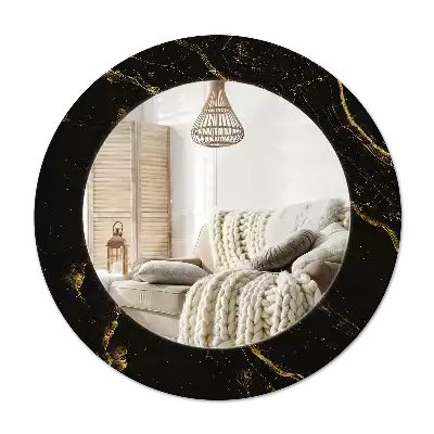 Miroir rond avec décoration Petit marbre noir