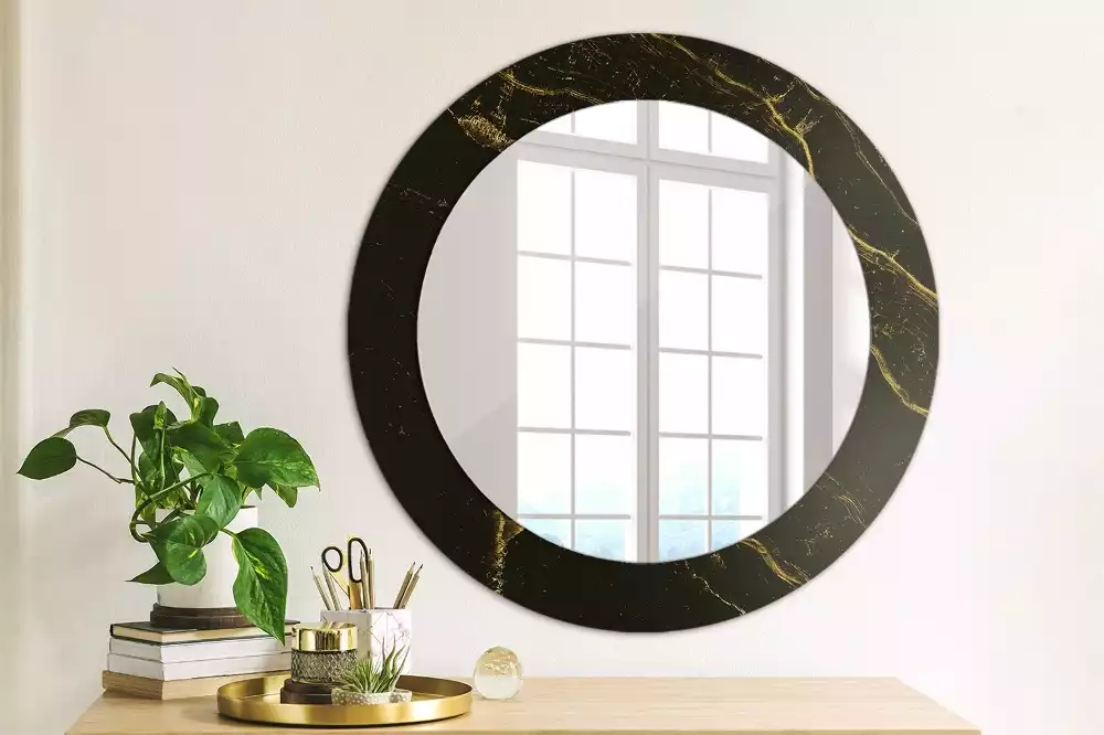 Miroir rond avec décoration Petit marbre noir